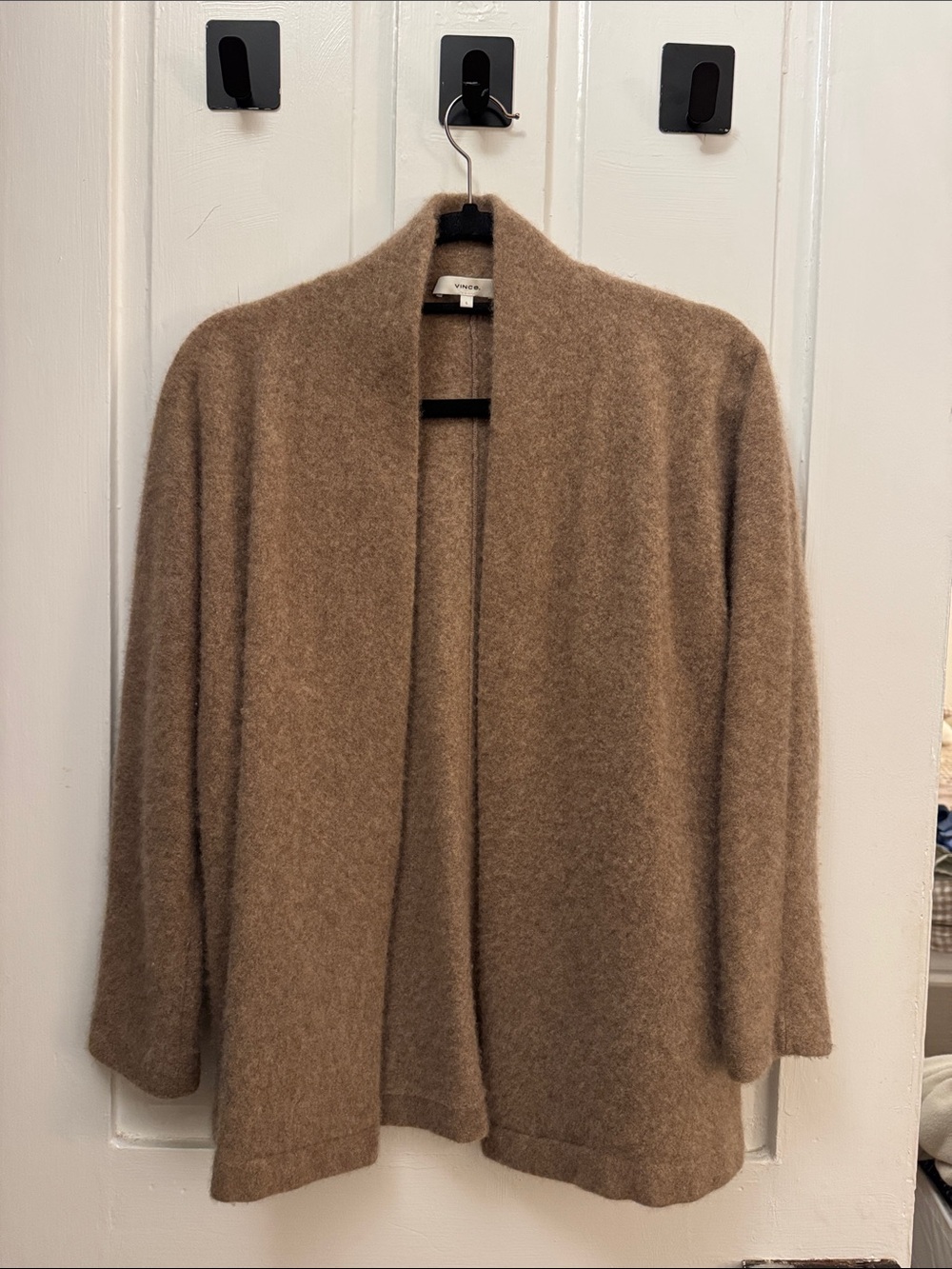 Vince Cashmere Open-Front Cardigan in Camel Brown